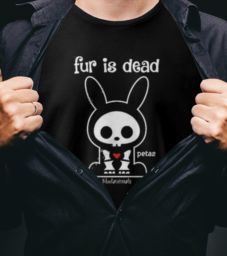 Fur Is Dead Peta2 Skelanimals Bunny With Heart T-Shirt