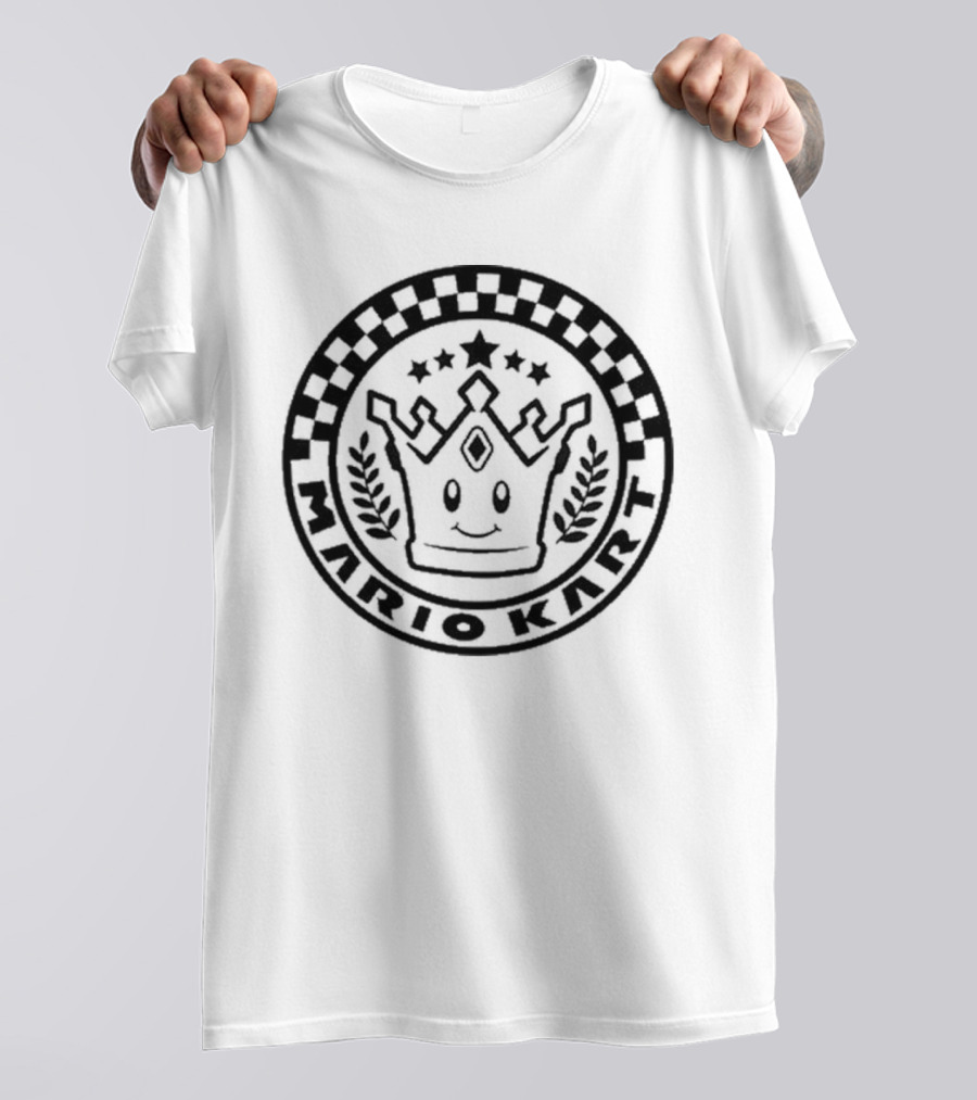 Damien Haas Wearing Mario Kart Crown Emblem Super Nintendo World T-Shirt
