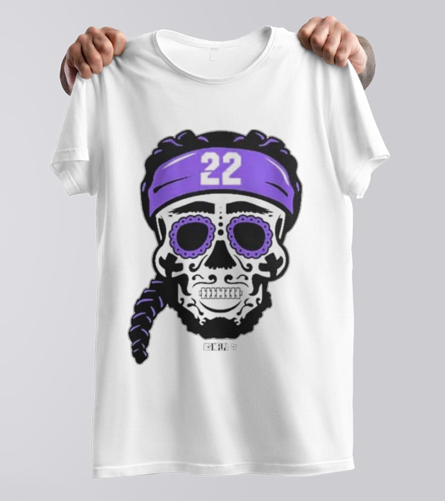 Derrick Henry 22 NFLPA Sugar Skull Baltimore Ravens Braids T-Shirt