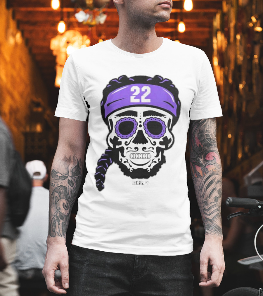 Derrick Henry 22 NFLPA Sugar Skull Baltimore Ravens Braids T-Shirt