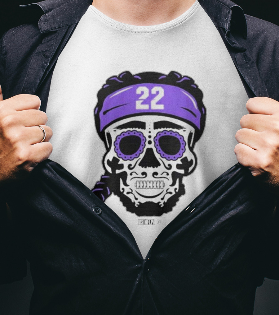Derrick Henry 22 NFLPA Sugar Skull Baltimore Ravens Braids T-Shirt