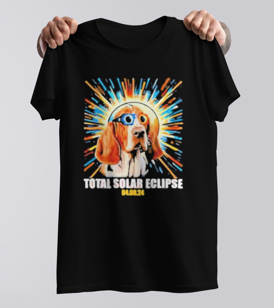 Total Solar Eclipse Dog Wearing Eclipse Glasses 04.08.24 T-Shirt