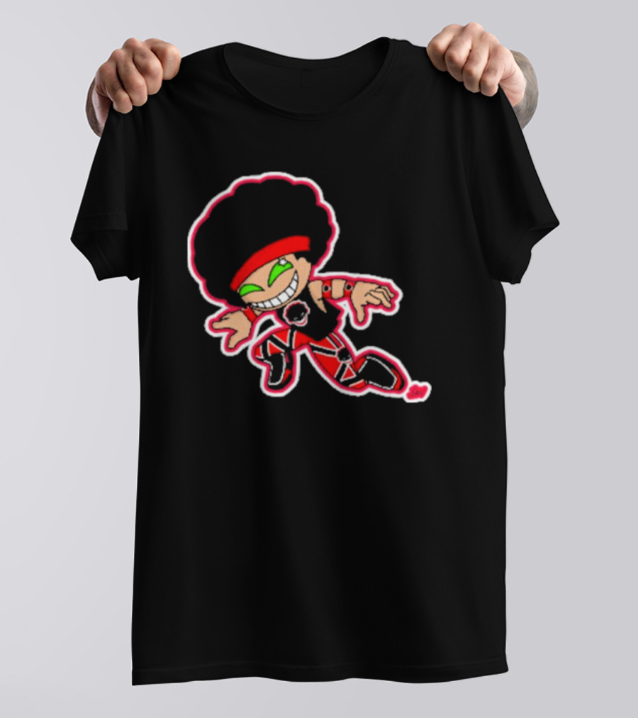 Dom Cirrus Alt Logo Cartoon Character With Afro And Red T-Shirt