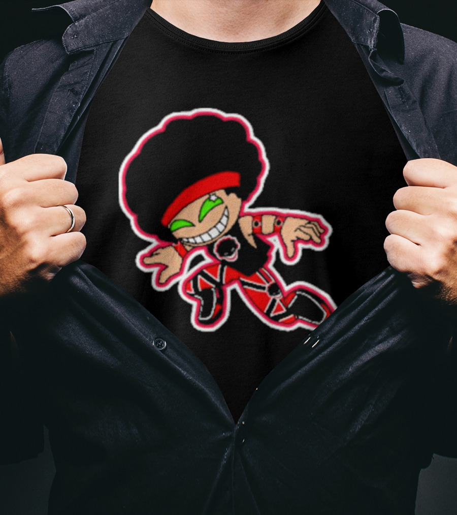 Dom Cirrus Alt Logo Cartoon Character With Afro And Red T-Shirt