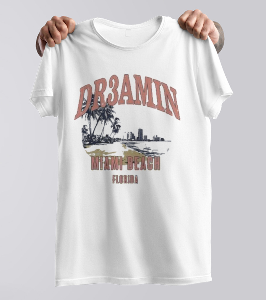 DR3AMIN Miami Beach Florida Skyline T-Shirt