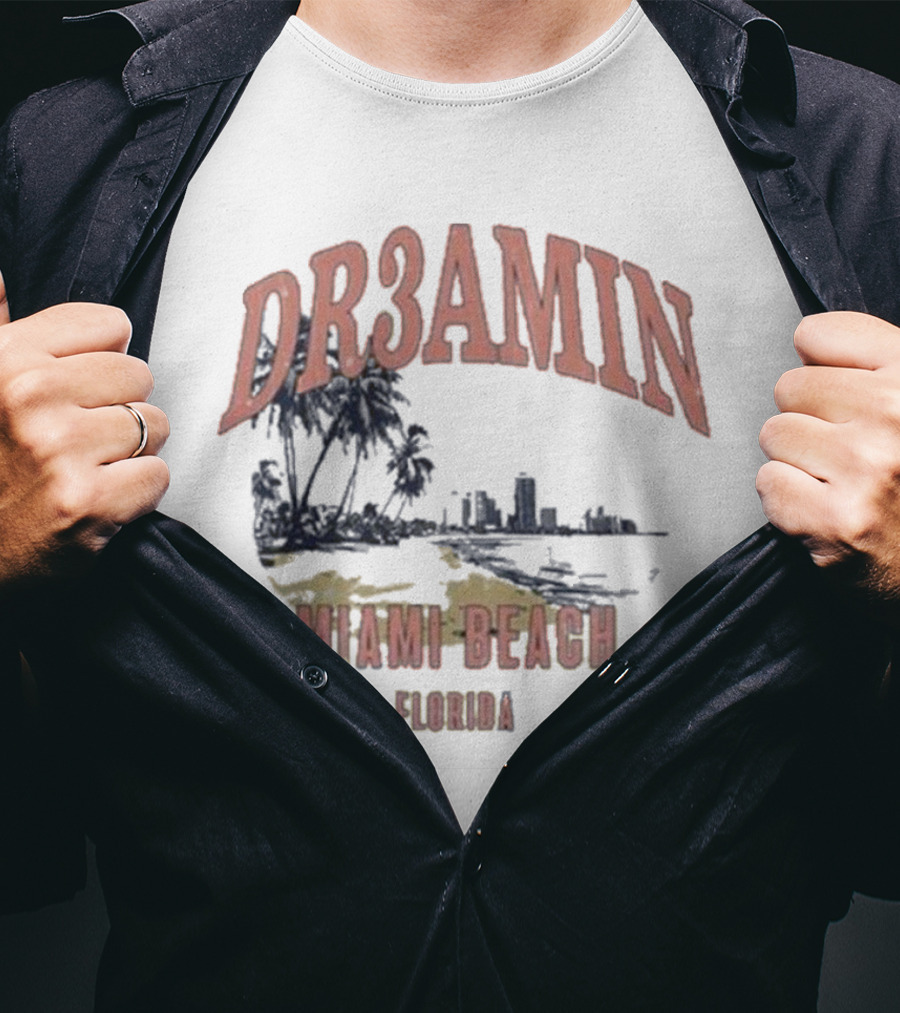 DR3AMIN Miami Beach Florida Skyline T-Shirt