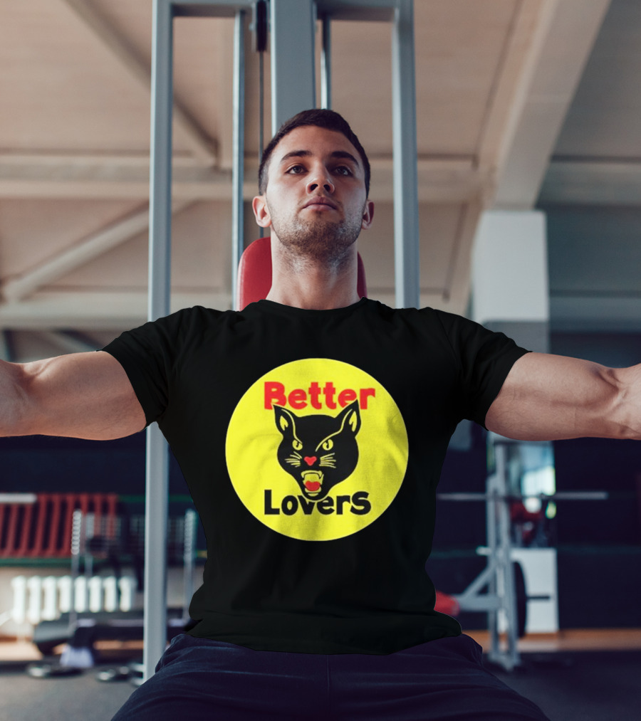 Better Lovers Band Better Lovers Black Cat Bootleg Better Lovers Black Cat Yellow Circle T-Shirt