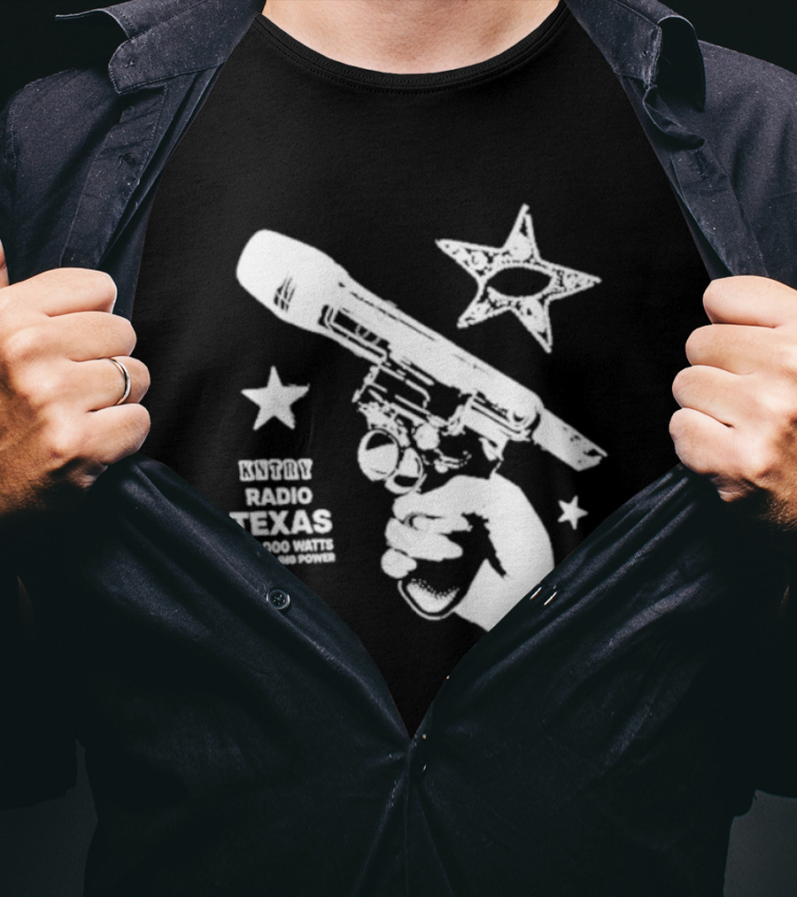 Beythoven Cowboy Carter KNTRY Radio Texas 100,000 Watts Of Healing Power Mic Pistol Star T-Shirt