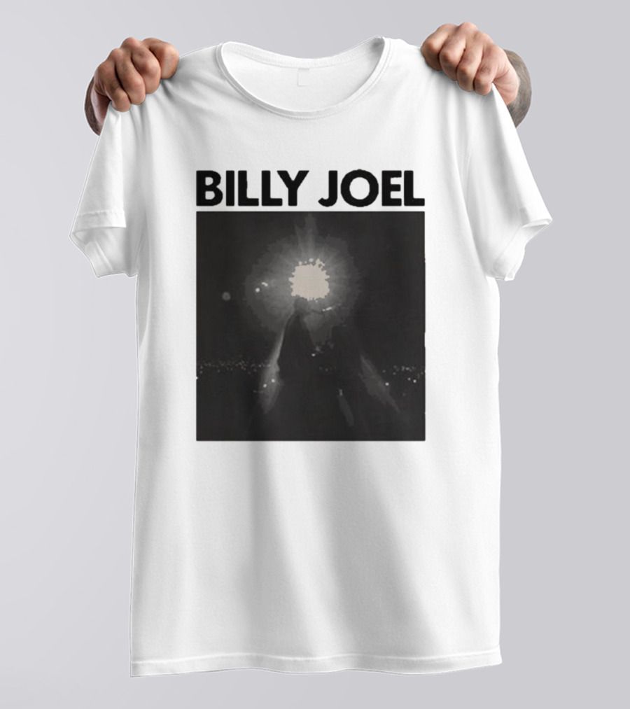 Billy Joel Concert Photo With Bright Light Backdrop T-Shirt