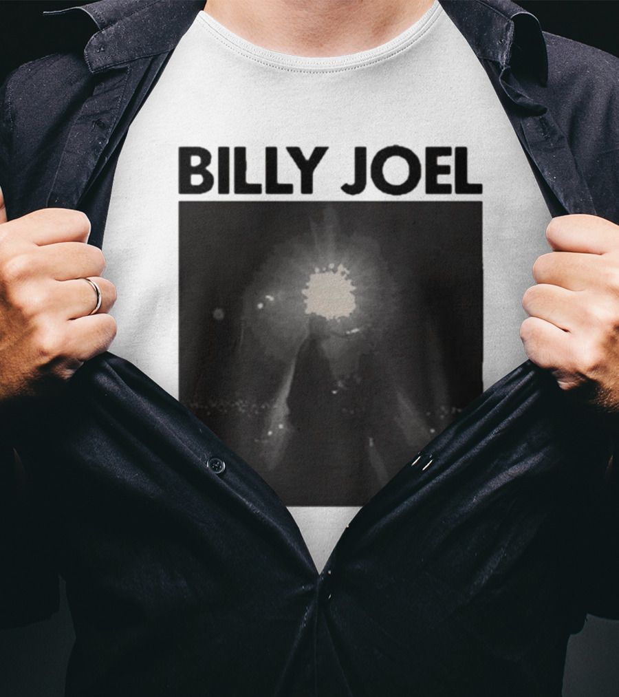 Billy Joel Concert Photo With Bright Light Backdrop T-Shirt