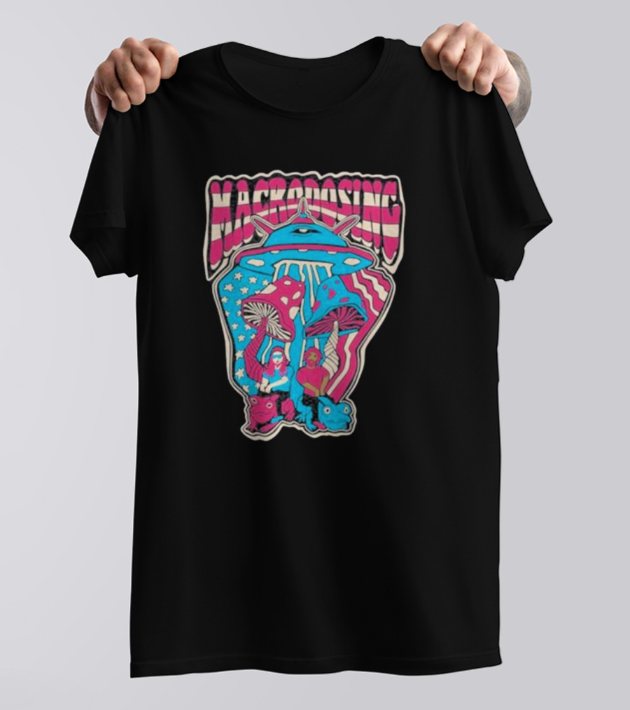 Macrodosing USA Psychedelic UFO And Mushroom T-Shirt