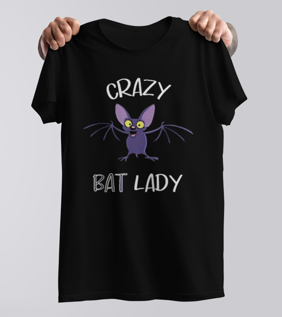 Crazy Bat Lady Funny Cartoon Character T-Shirt