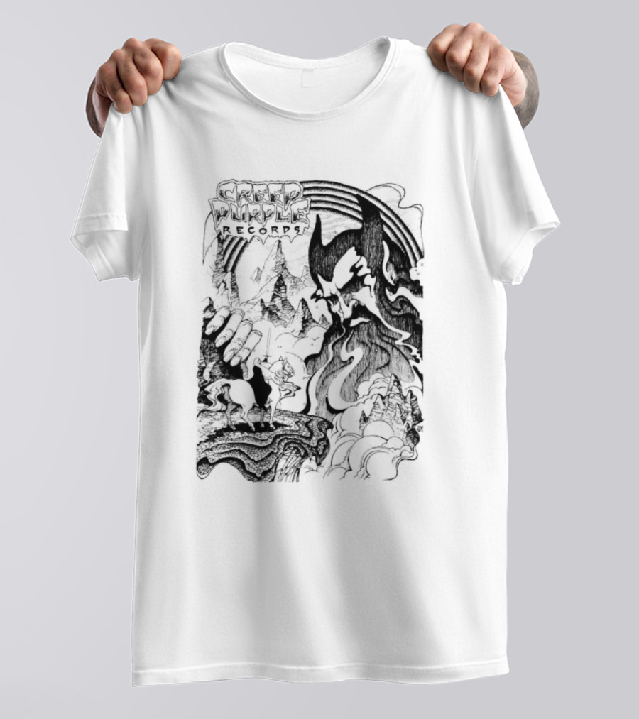 Creep Purple Records Devil Mountain Landscape With Horse And Rainbow T-Shirt