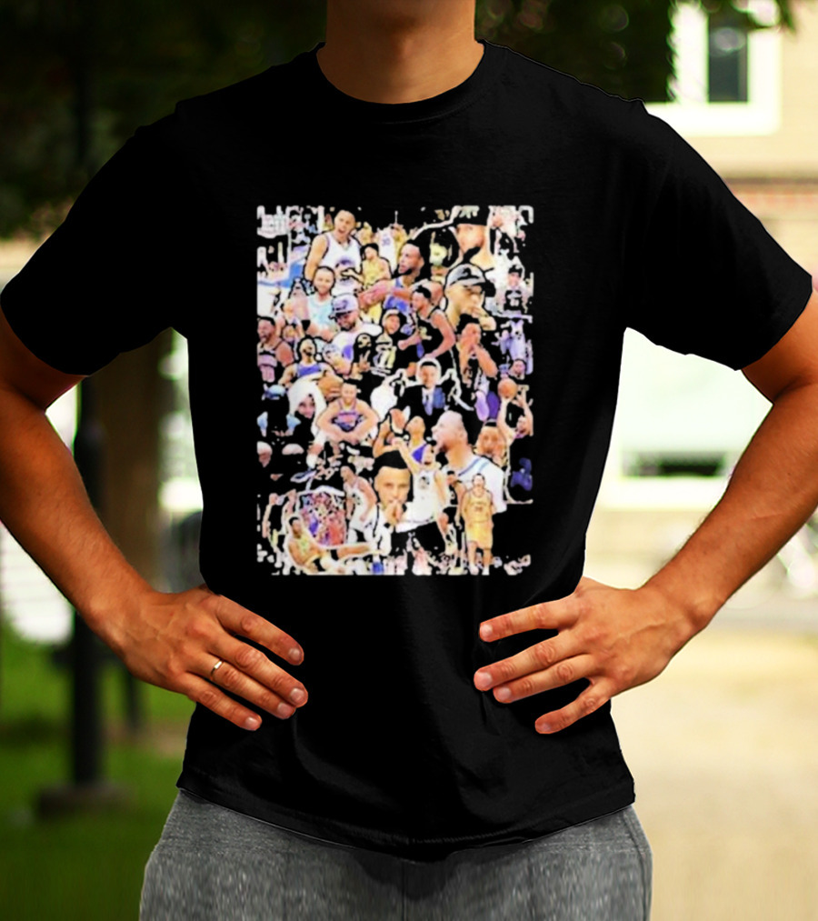 Happy Birthday Stephen Curry Basketball Court Emotions Collage T-Shirt