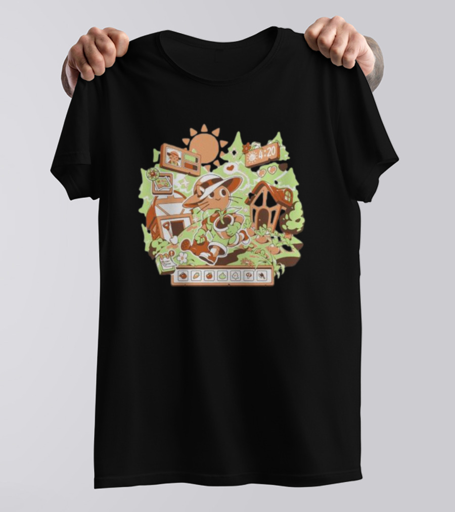 4:20 Harvest Meow In Farm Game Scene T-Shirt