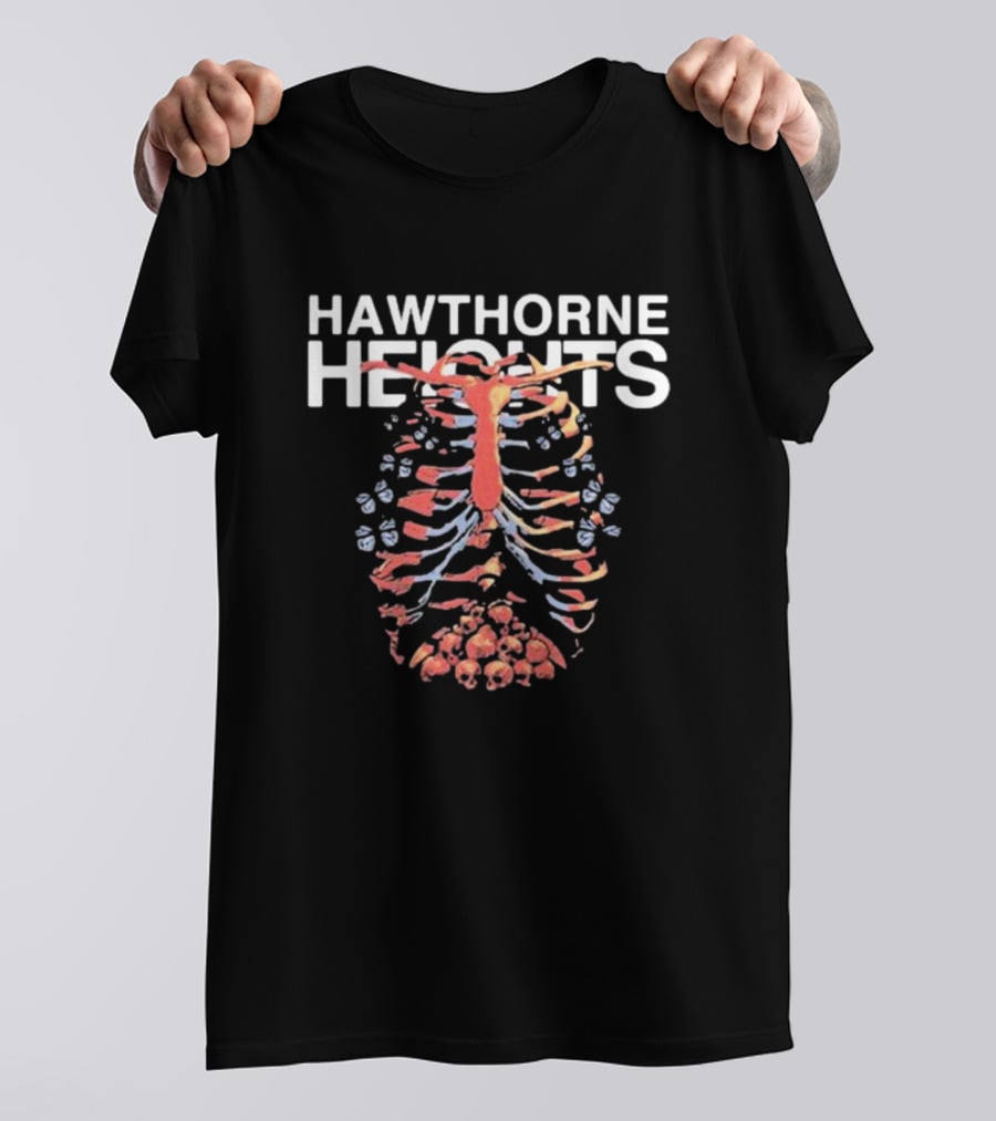 Hawthorne Heights Ribcage Skeleton Skulls T-Shirt