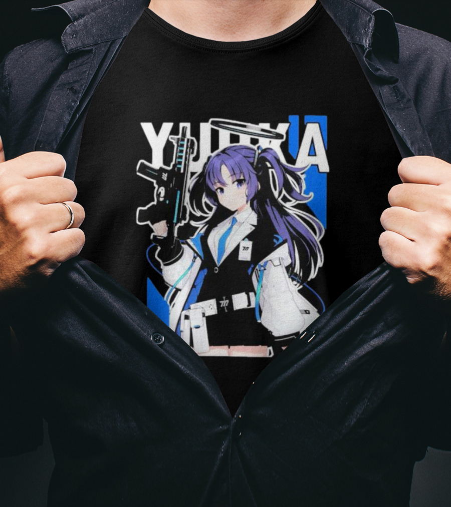 Yuuka Blue Archive Holding Gun Anime Character T-Shirt