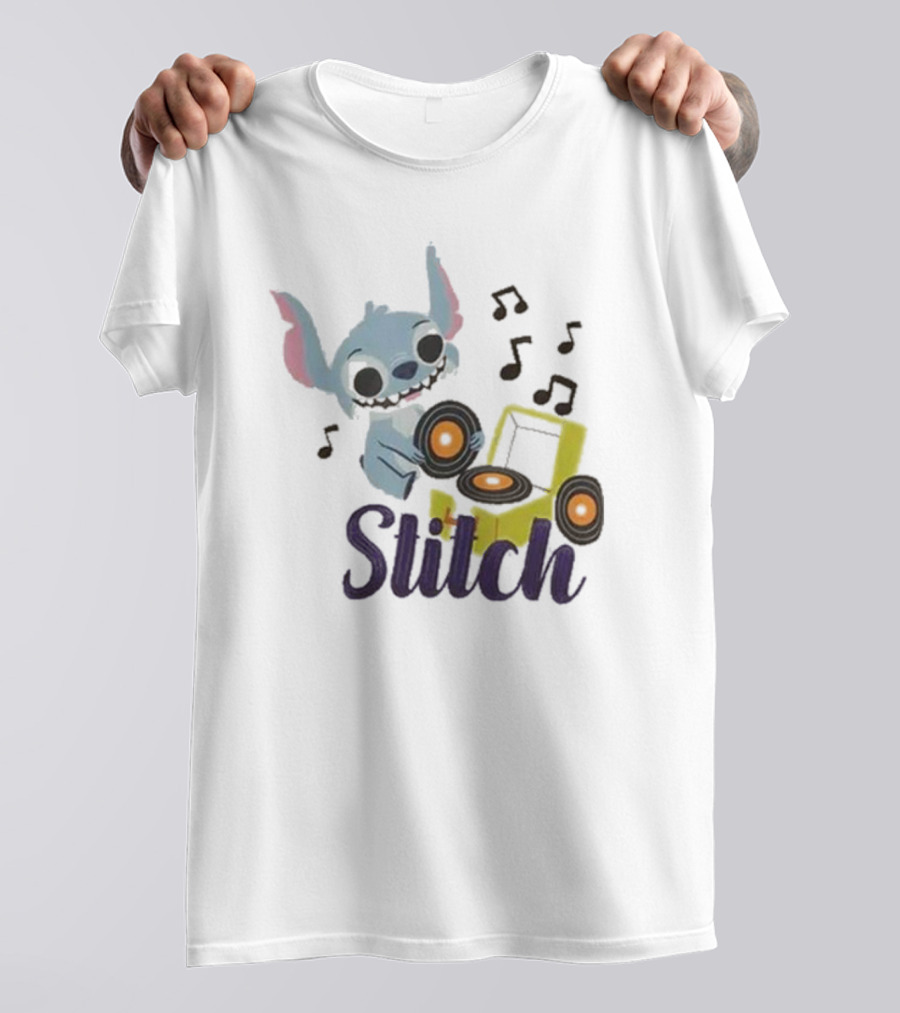 Her Universe Disney Stitch Record Player Isometric Ringer T-Shirt