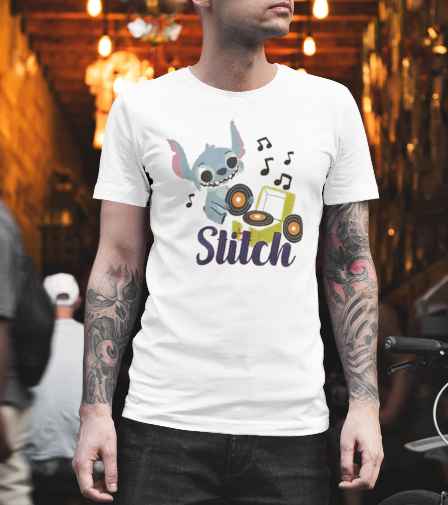 Her Universe Disney Stitch Record Player Isometric Ringer T-Shirt