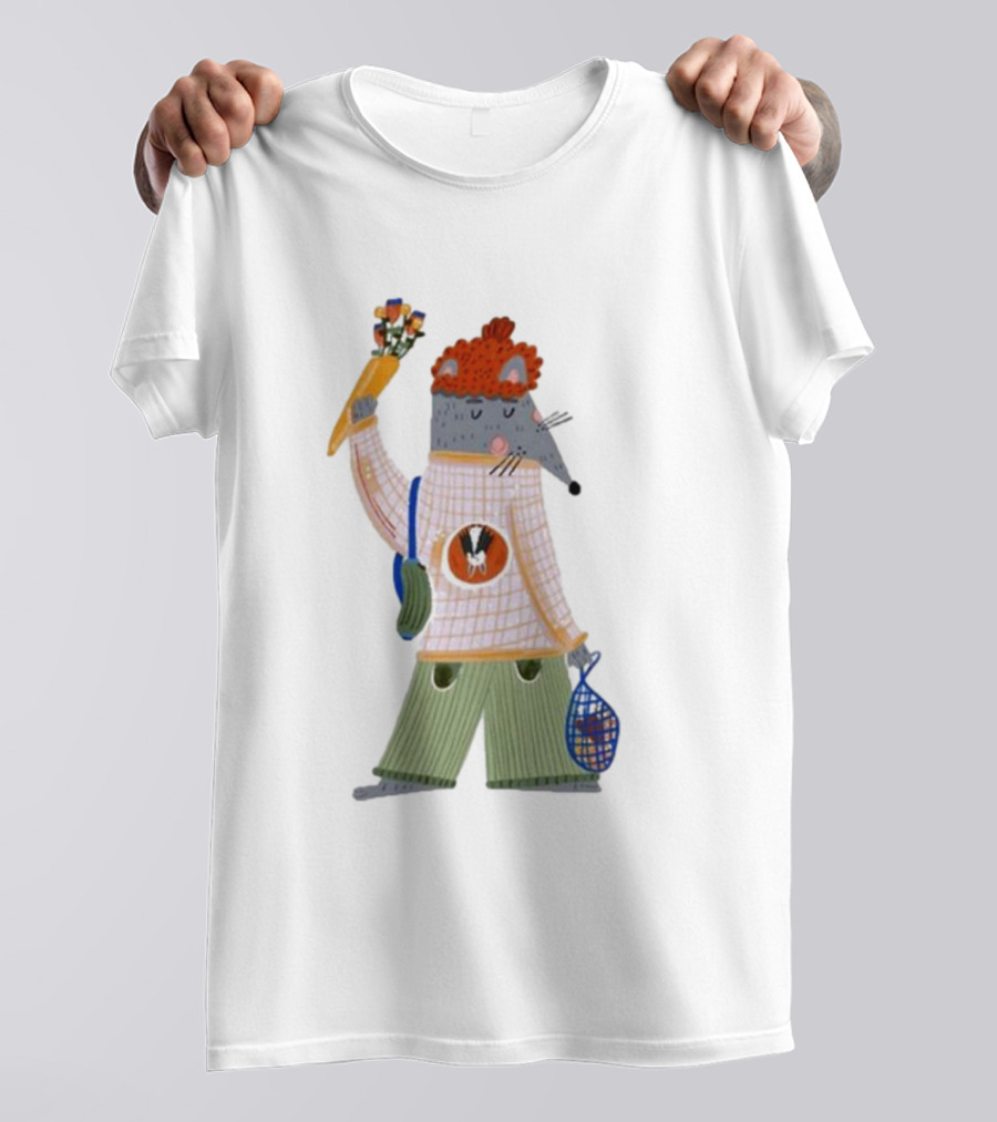 Hildalia Weekend Mouse With Flowers In Hand T-Shirt