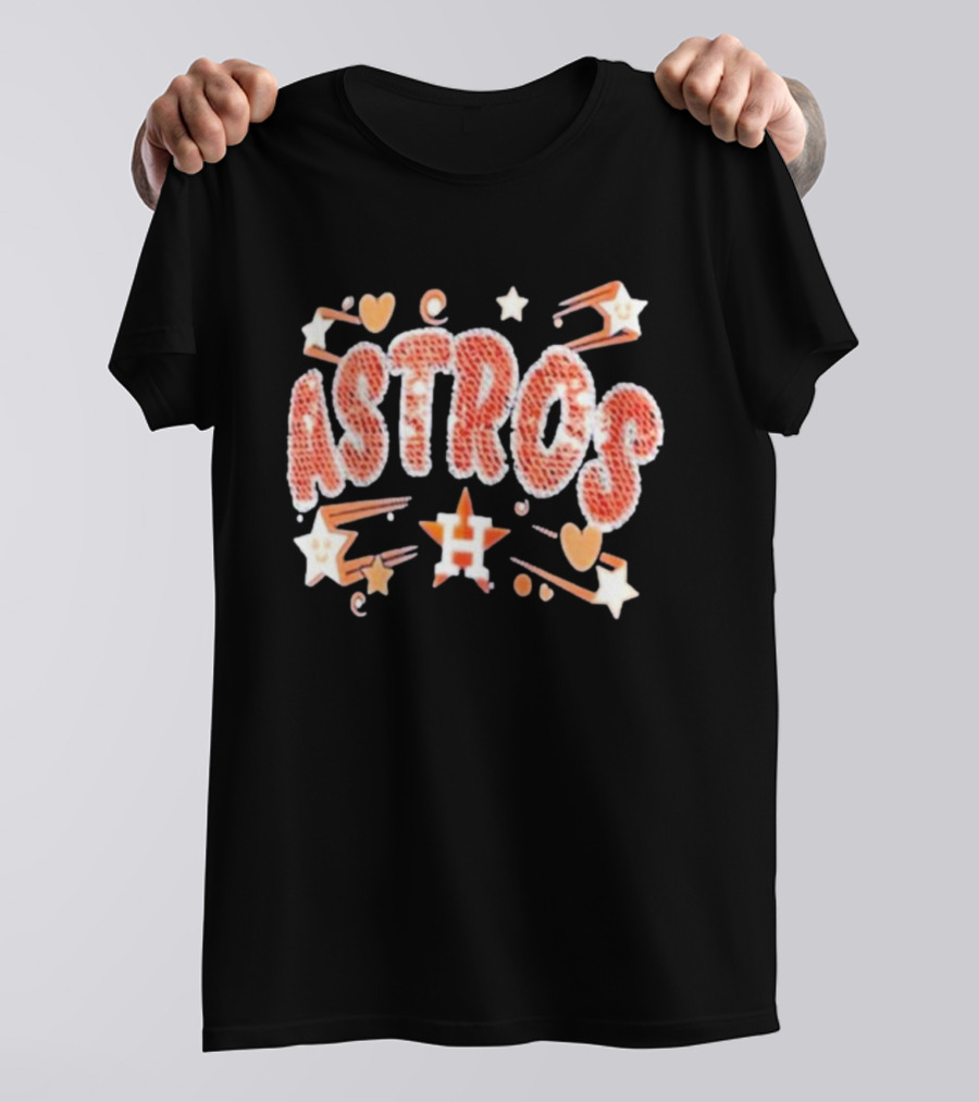 Houston Astros New Era Girls Youth Sequin Astros Hearts Stars T-Shirt