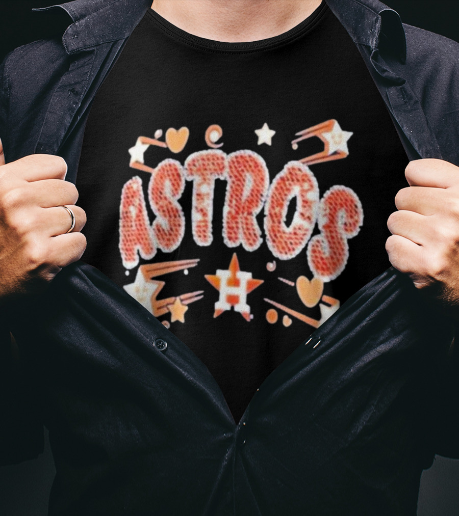 Houston Astros New Era Girls Youth Sequin Astros Hearts Stars T-Shirt