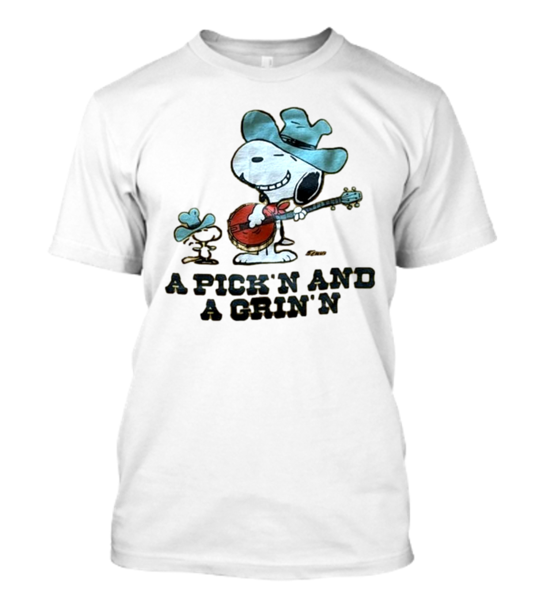 Snoopy A Pick’n And A Grin’n Country Banjo Player Cowboy Hat T-Shirt