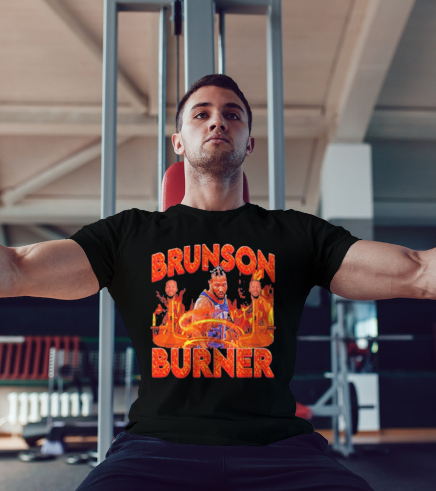 Brunson Burner Basketball Flames Iconic Player NBA T-Shirt