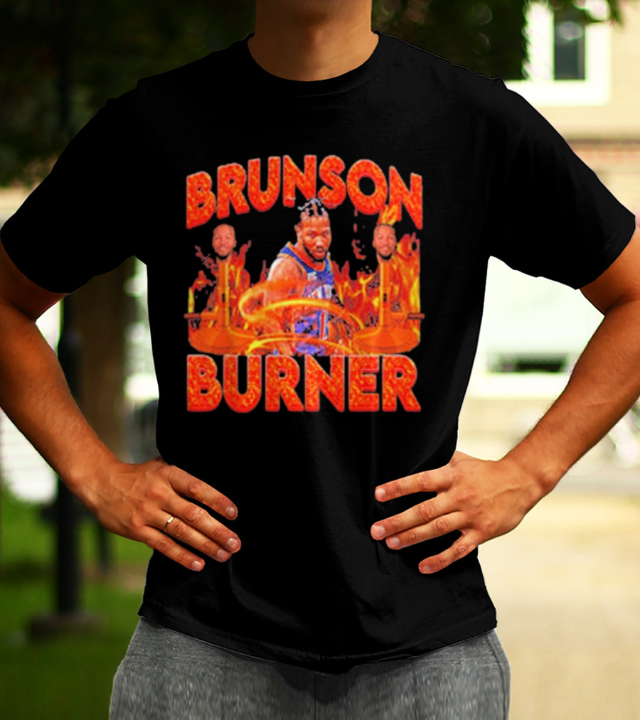 Brunson Burner Basketball Flames Iconic Player NBA T-Shirt