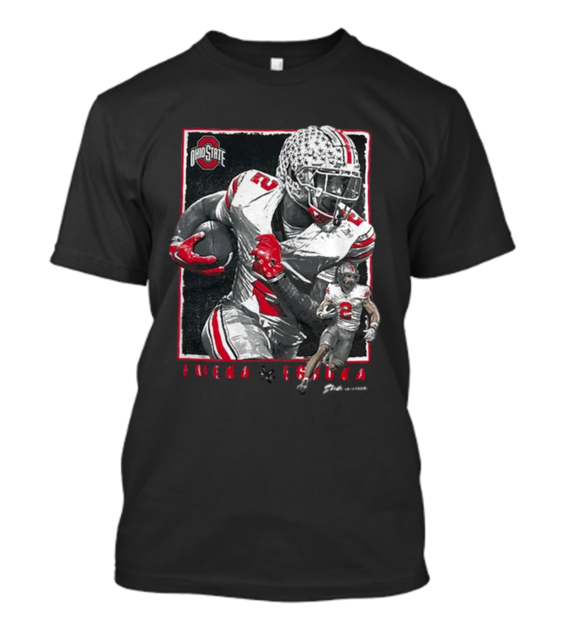 Ohio State Egbuka Football Action Run T-Shirt