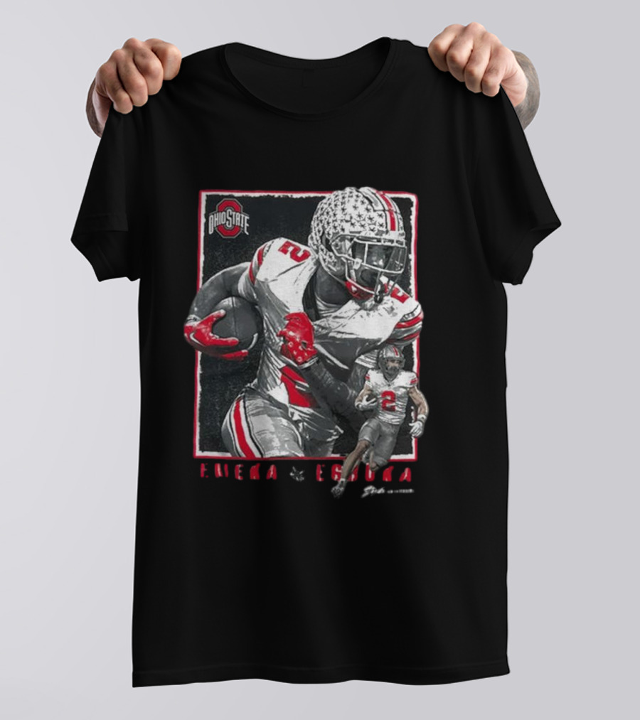 Ohio State Egbuka Football Action Run T-Shirt