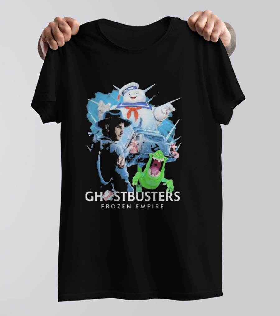 Ghostbusters Frozen Empire Stay Puft Slimer Ecto-1 T-Shirt