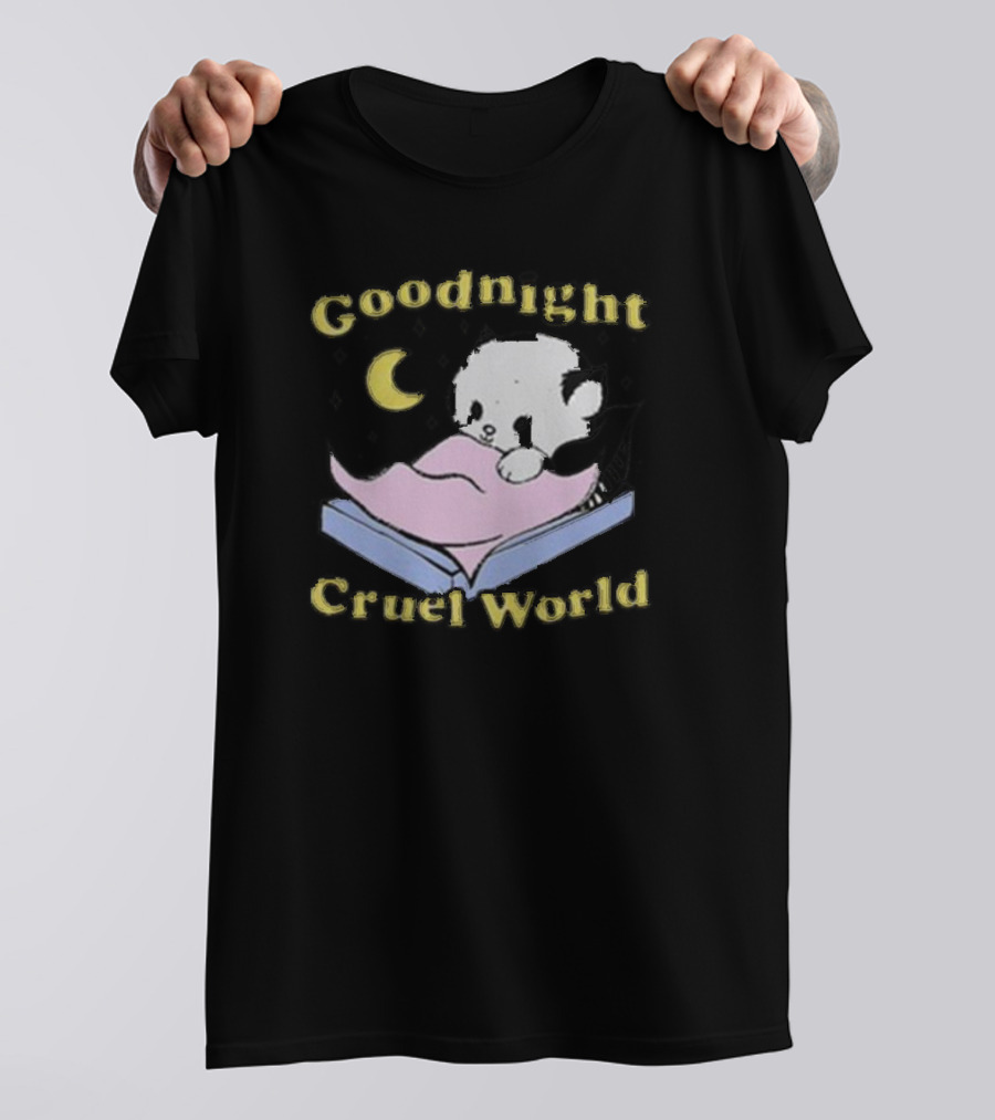 Goodnight Cruel World Moon And Bear On Open Book T-Shirt