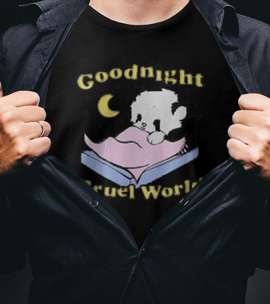 Goodnight Cruel World Moon And Bear On Open Book T-Shirt