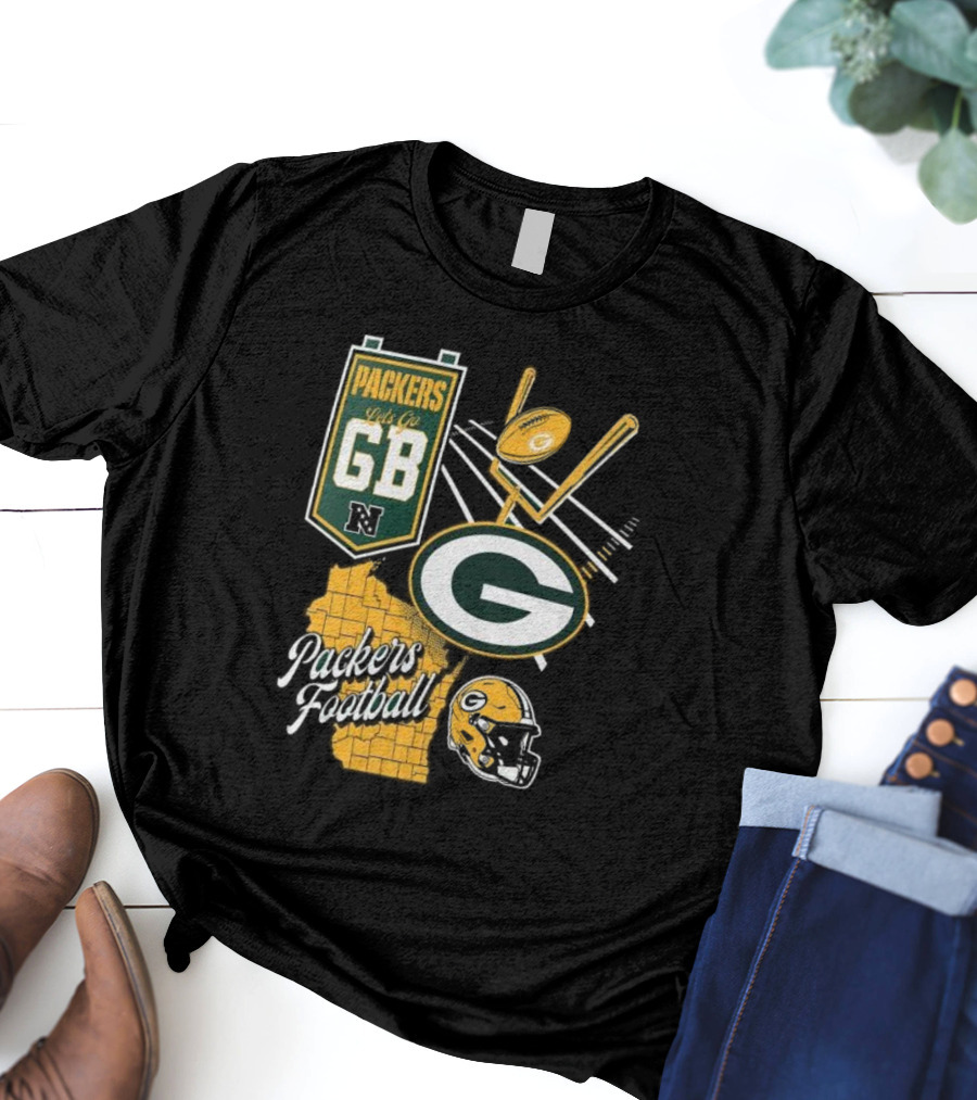 Packers Let's Go GB Football Green Bay Packers Split Zone T-Shirt