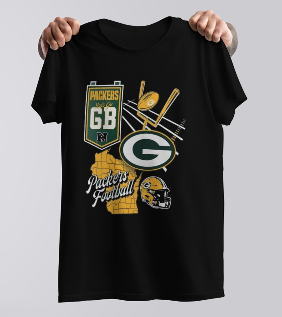 Packers Let's Go GB Football Green Bay Packers Split Zone T-Shirt
