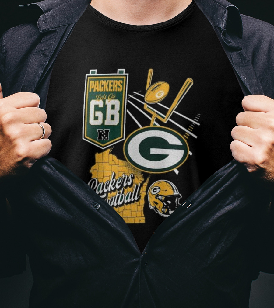 Packers Let's Go GB Football Green Bay Packers Split Zone T-Shirt