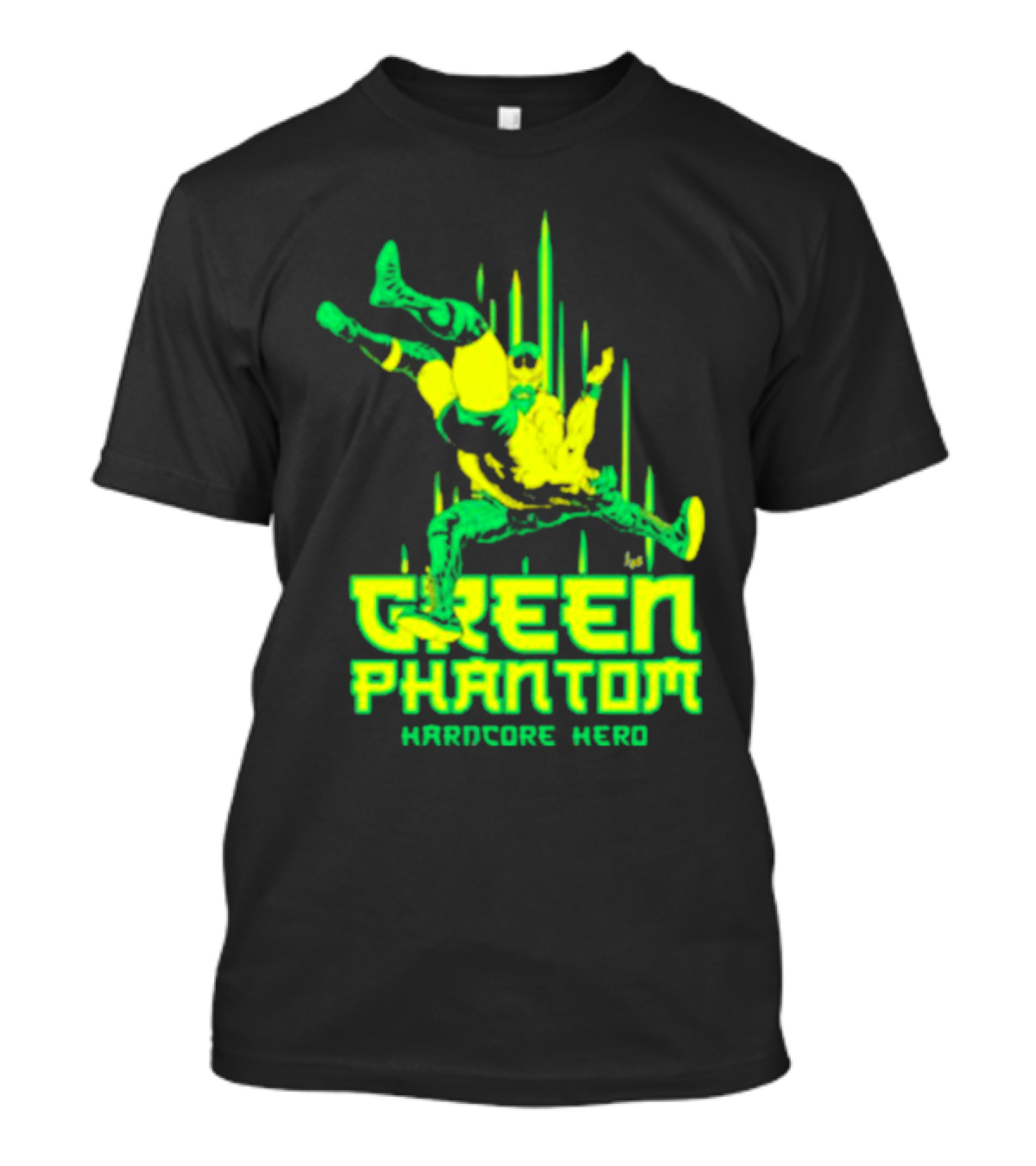 Green Phantom Hardcore Hero Wrestler Action T-Shirt