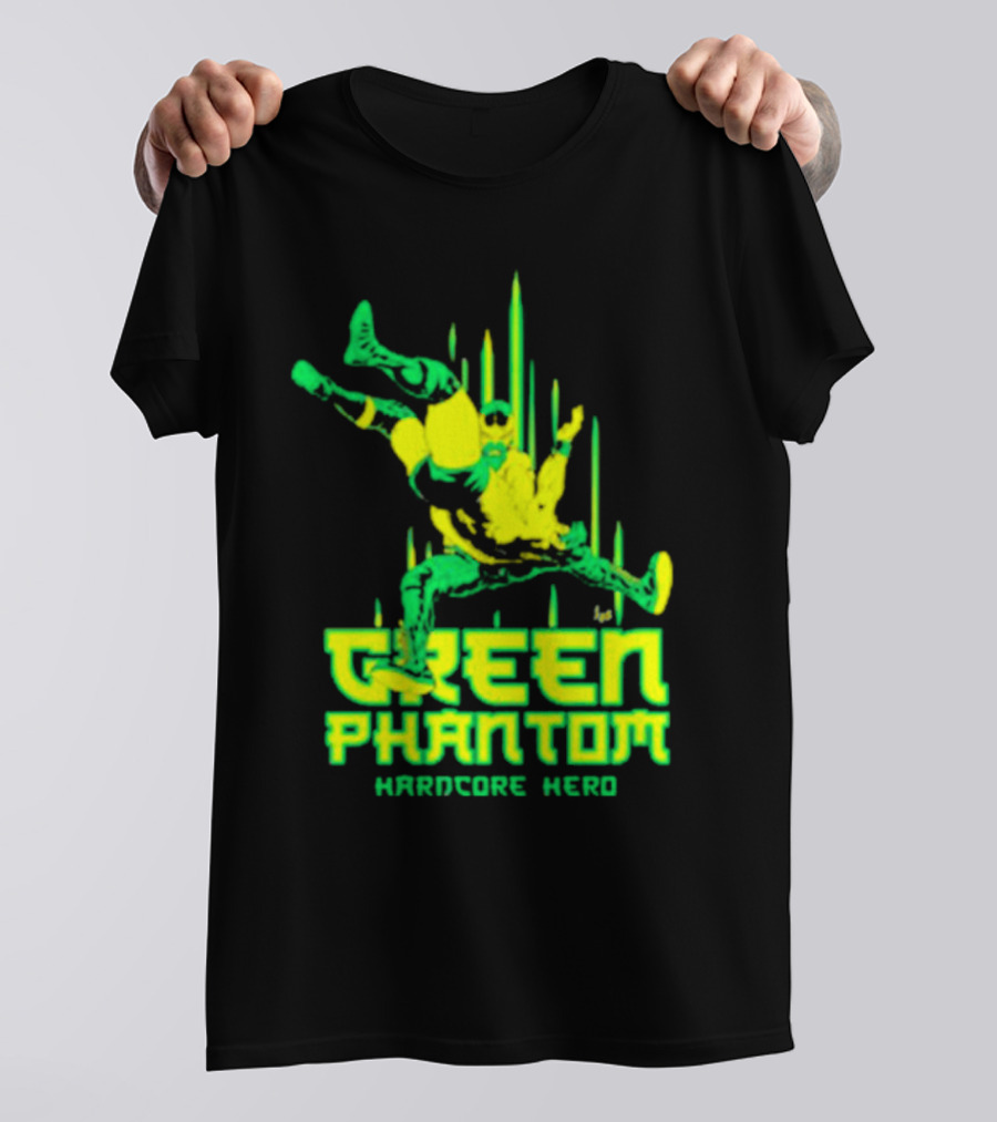 Green Phantom Hardcore Hero Wrestler Action T-Shirt