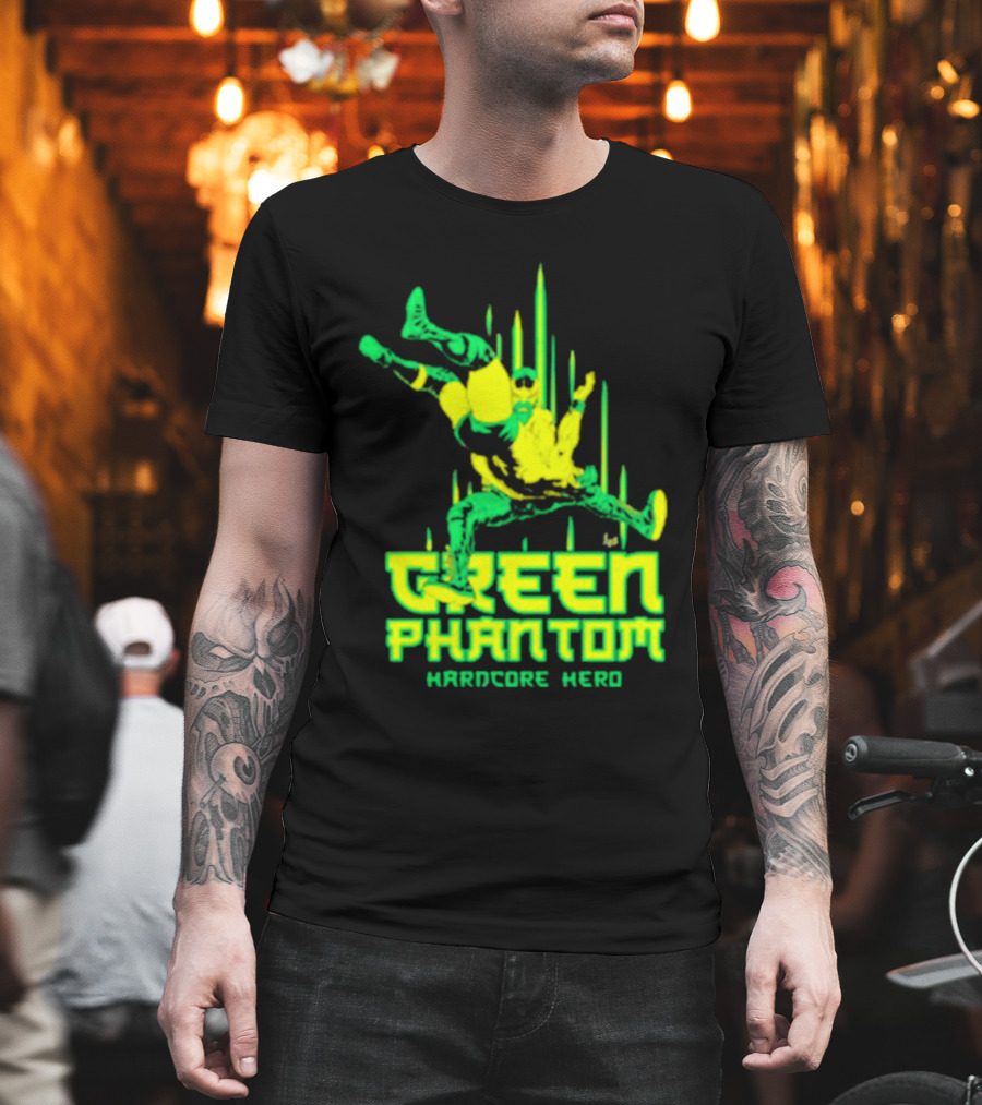 Green Phantom Hardcore Hero Wrestler Action T-Shirt