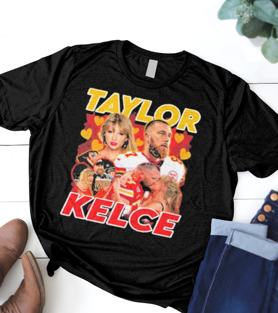 Taylor Kelce Football Love Hearts Chiefs Player Blonde Woman T-Shirt