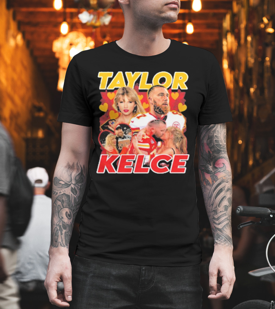 Taylor Kelce Football Love Hearts Chiefs Player Blonde Woman T-Shirt