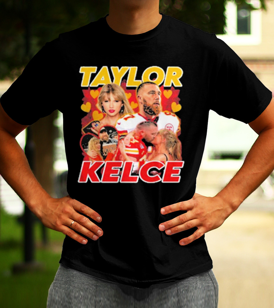 Taylor Kelce Football Love Hearts Chiefs Player Blonde Woman T-Shirt