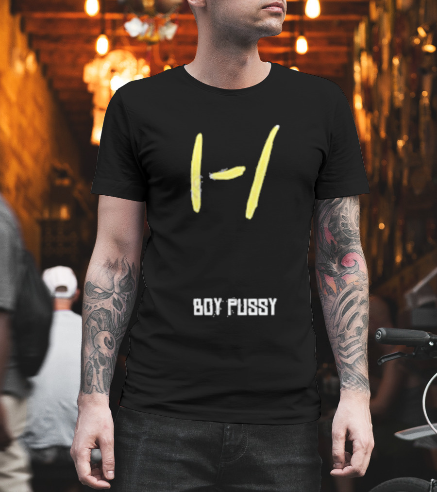 Boy Pussy Jackbox Icon Yellow Lines T-Shirt