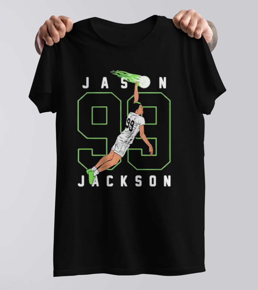 JASON JACKSON 99 Basketball Slam Dunk Caricature T-Shirt