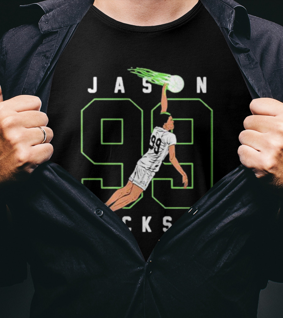 JASON JACKSON 99 Basketball Slam Dunk Caricature T-Shirt