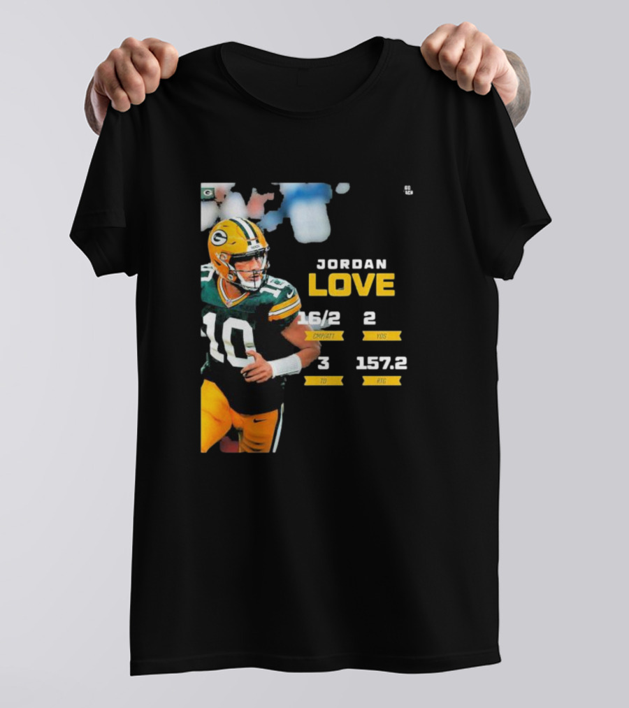 Jordan Love Green Bay Packers 16/2 3 TD 2 YDS 157.2 RTG T-Shirt