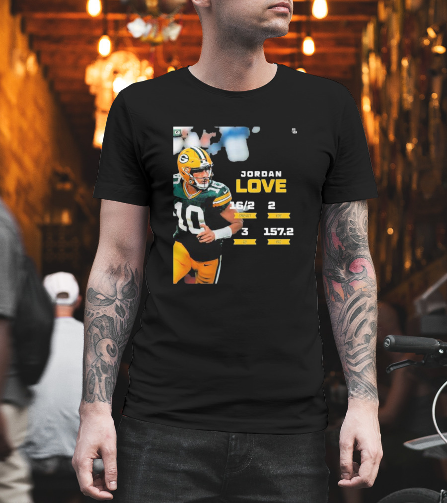 Jordan Love Green Bay Packers 16/2 3 TD 2 YDS 157.2 RTG T-Shirt