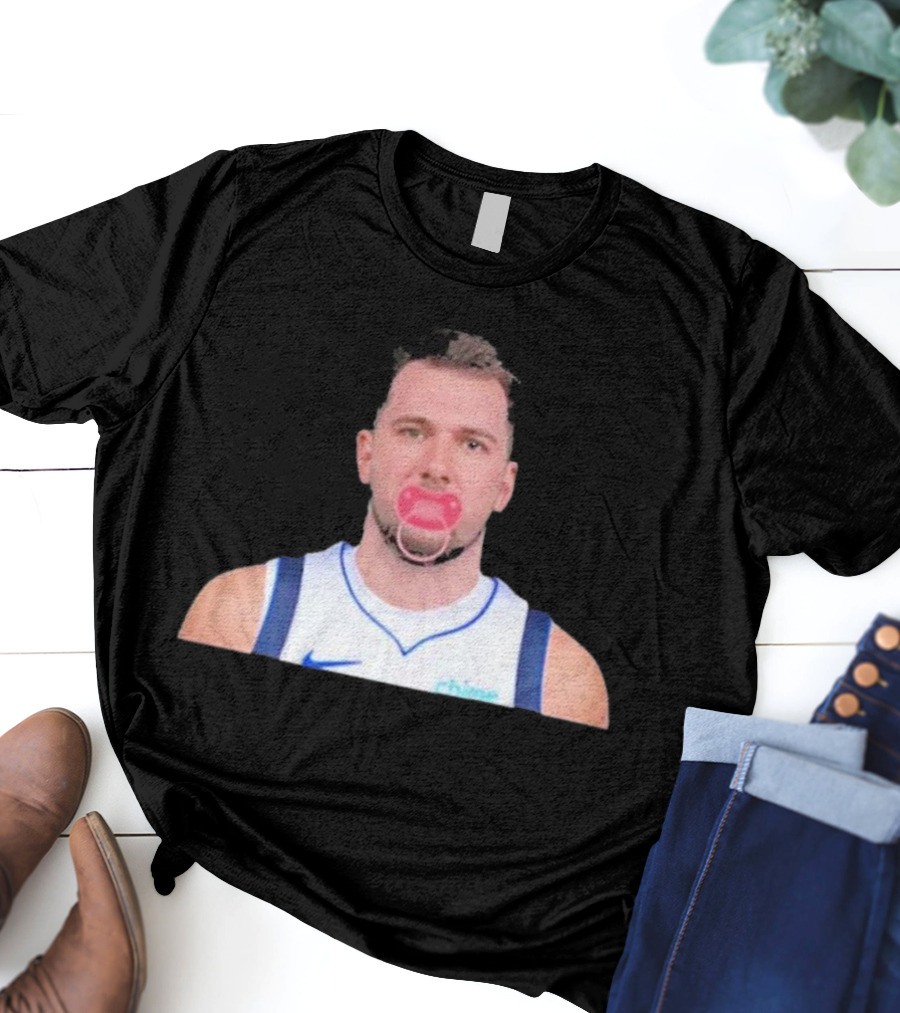 Luka Dončić Pacifier Parody Blue Jersey T-Shirt
