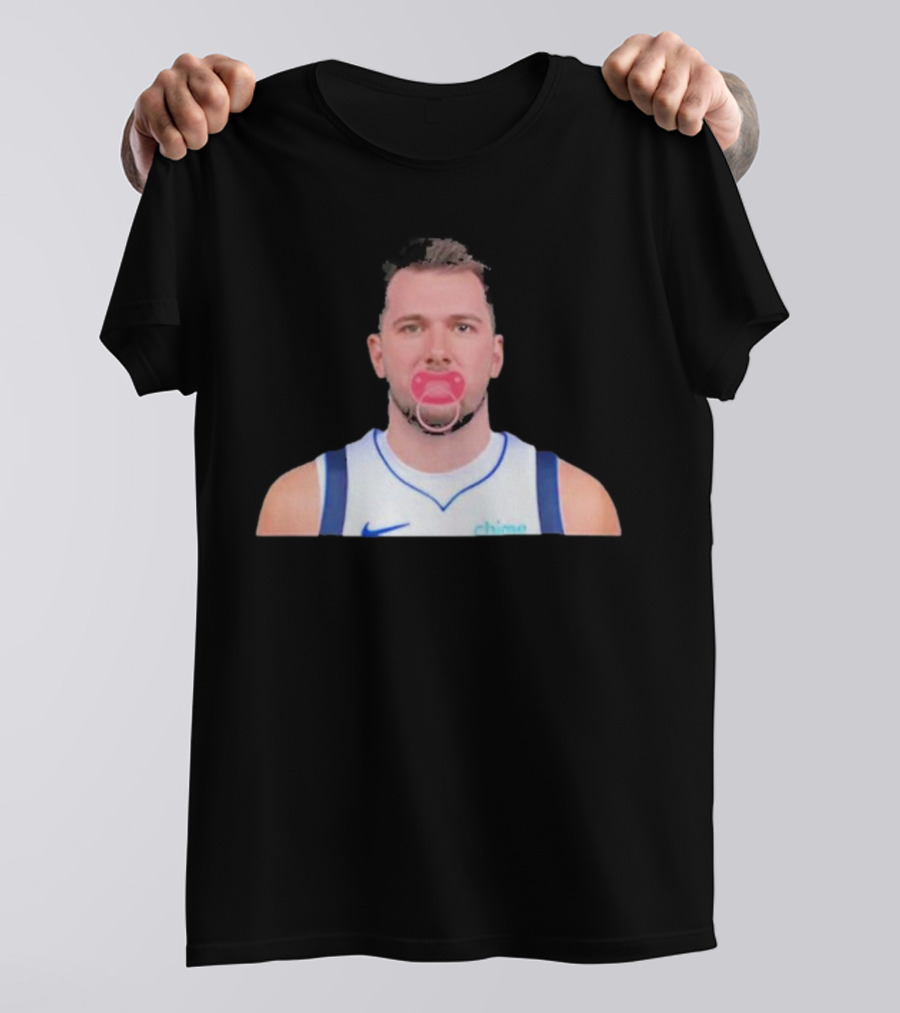 Luka Dončić Pacifier Parody Blue Jersey T-Shirt